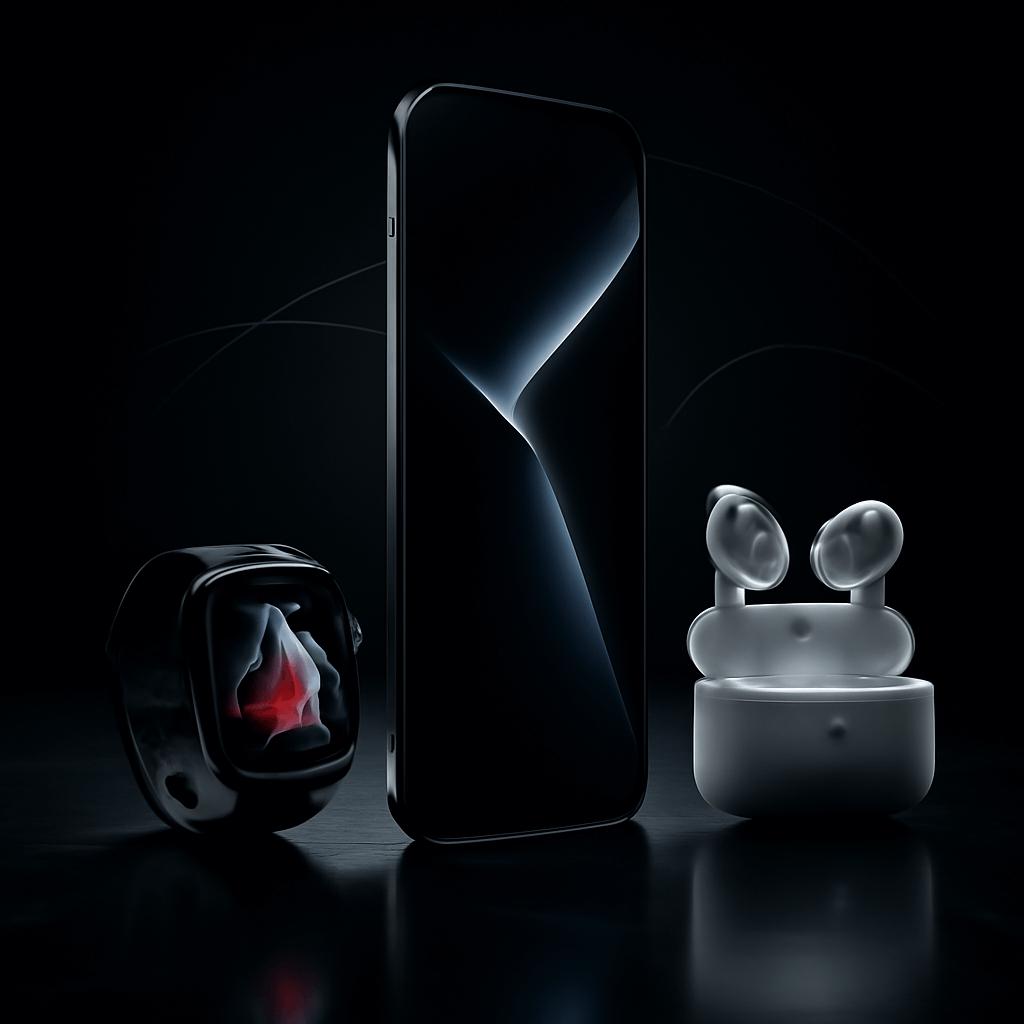 iPhone 17 Air, Apple Watch Series 11, and AirPods Pro 3: A futuristic vision of Apple's next-generation hardware, showcasing a seamless ecosystem.