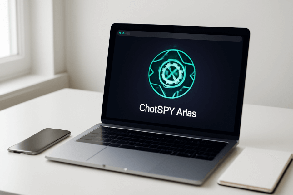 A modern laptop showcasing a futuristic AI browser interface—illustrating OpenAI’s ChatGPT Atlas redefining web exploration for users worldwide.