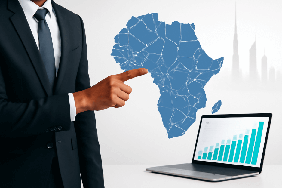A professional image showing fintech growth connections between Tanzania and the MENA region, symbolizing Kuunda’s $7.5 million expansion drive across Africa and the Middle East.
