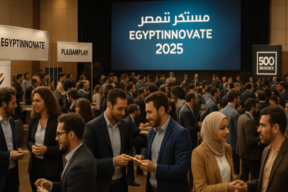 A collage of logos of Egyptian startups and investors.