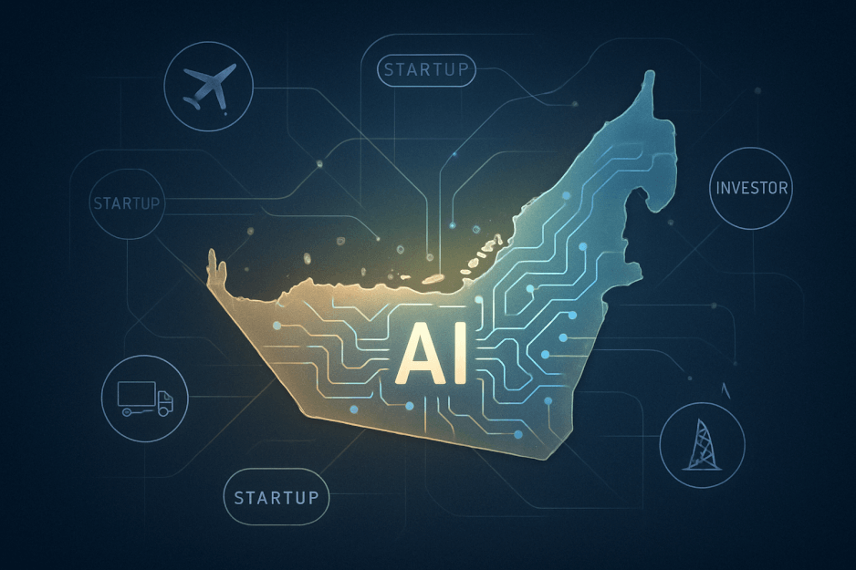A graphic illustrating the growth of the AI market in the UAE.