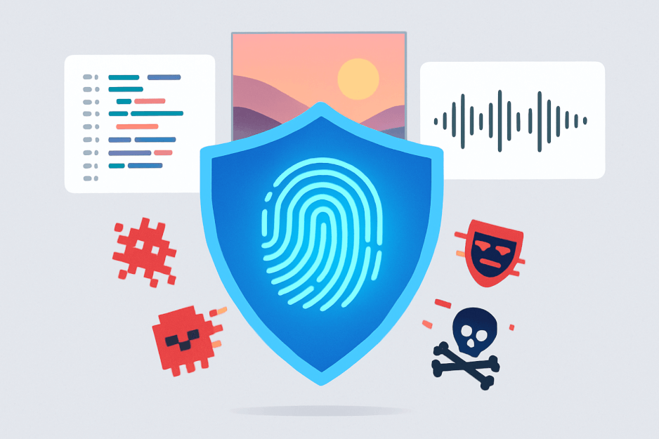 AI Fingerprints Protecting Code Art and Audio