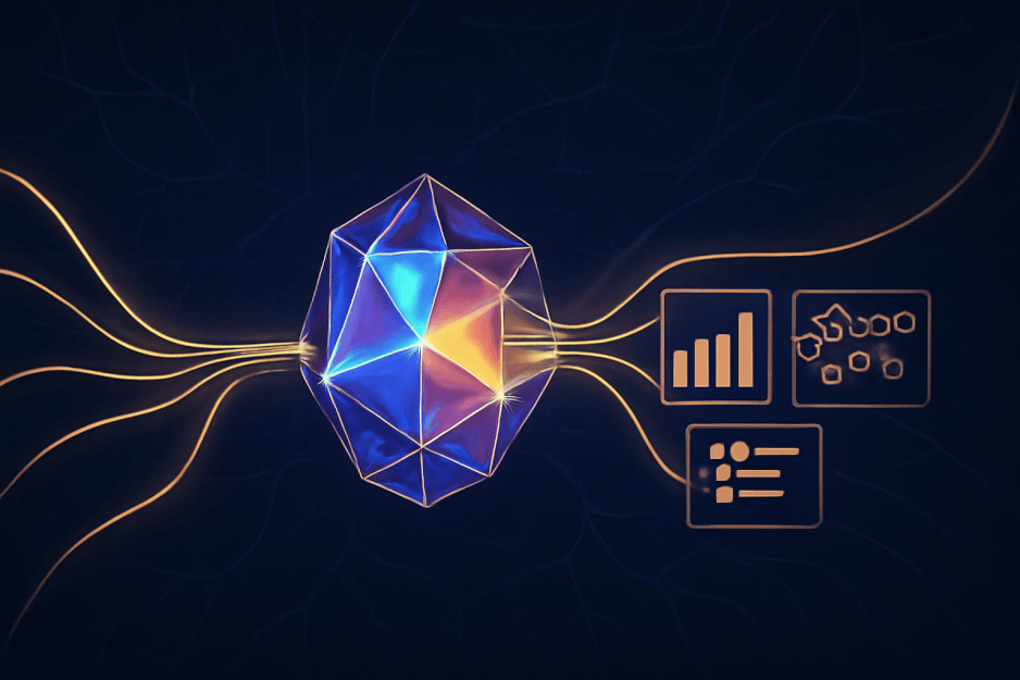 A business professional integrates a sophisticated AI agent, powered by models like Google's Gemini, into a core business process, symbolizing the dawn of the Agent Economy.