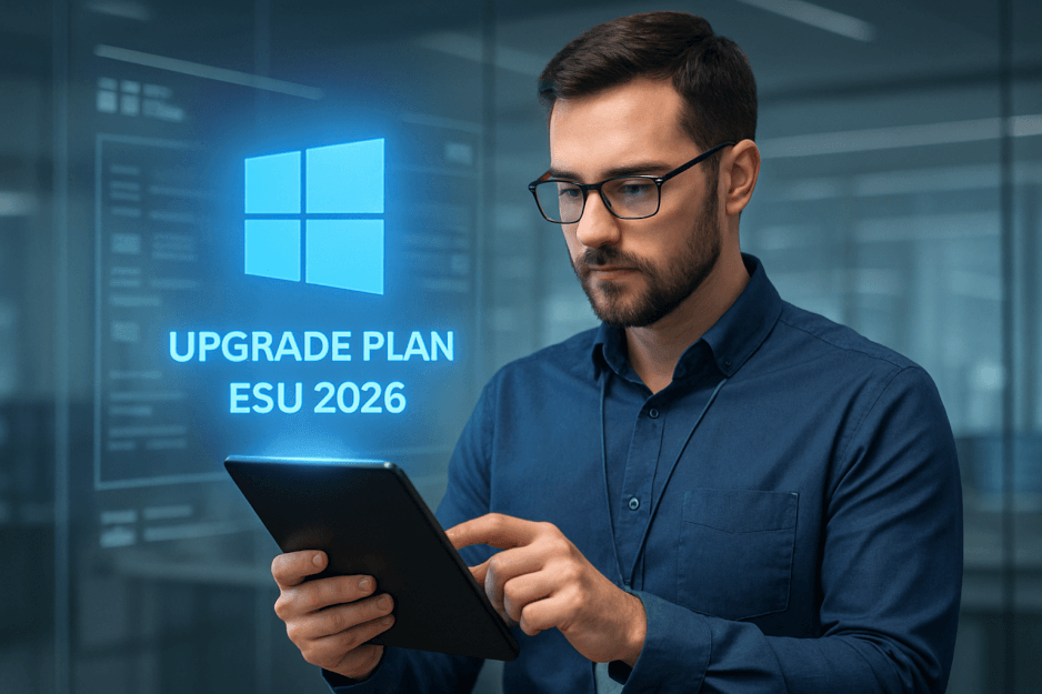 A person looking concerned at their laptop, symbolizing the risks of using an unsupported OS.