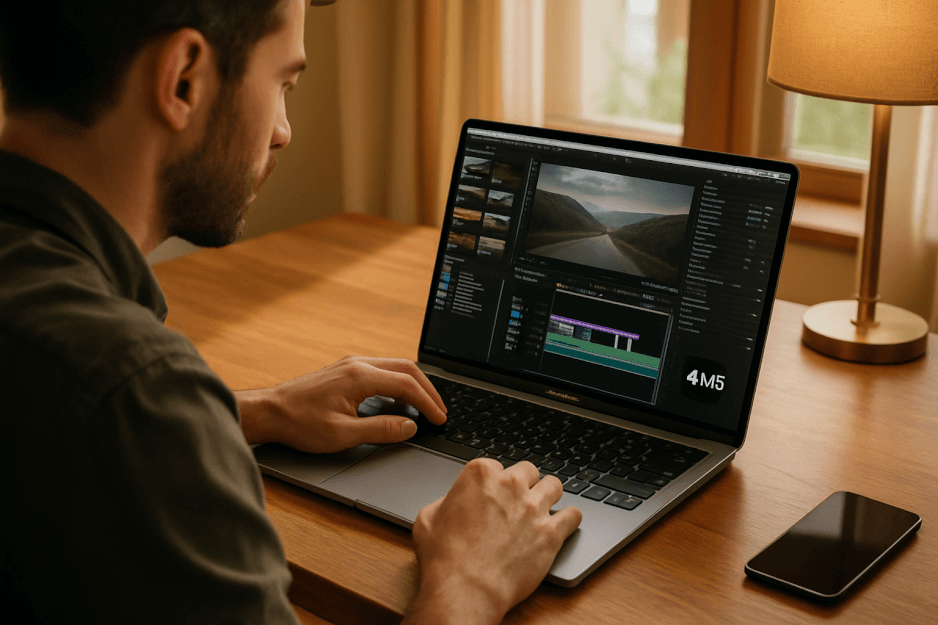 M5 MacBook Pro in a professional workspace