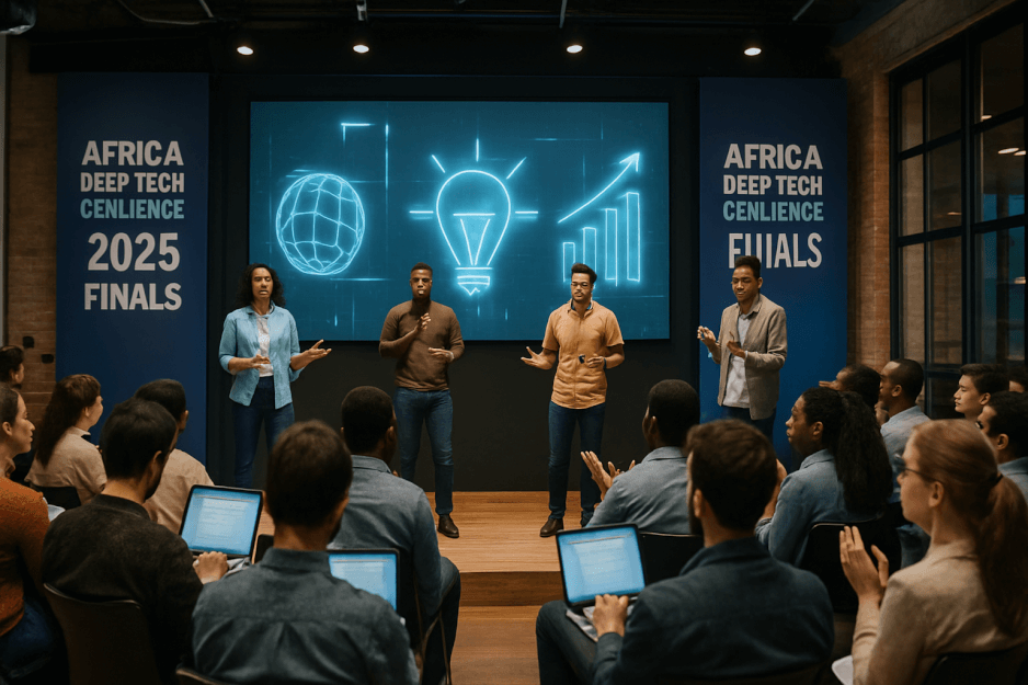 Winners of the Africa Deep Tech Challenge 2025 posing with their awards.