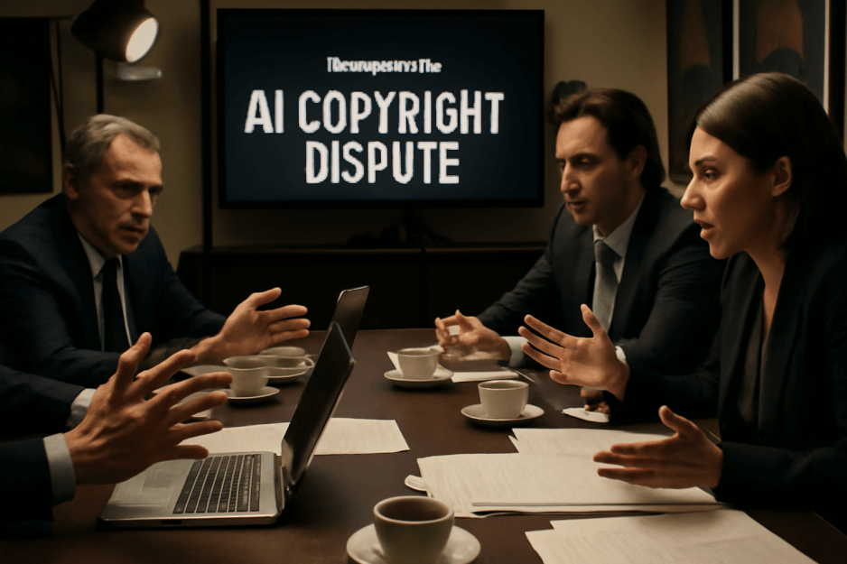 AI-generated image showing popular animated characters in a real-world city scene, illustrating the copyright chaos from Sora 2.